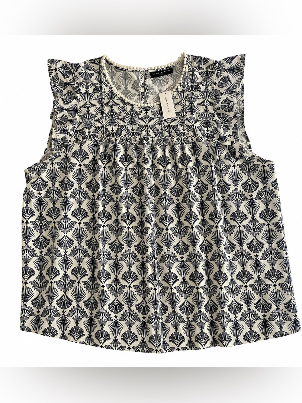 Women’s Lane Bryant Navy and White Printed Flutter Sleeve 3X, NWT